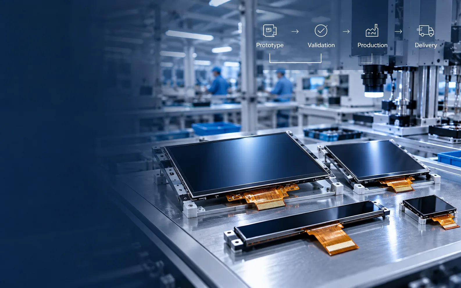 Display assemblies in a production setting